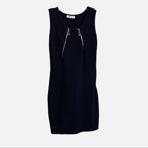 Choper.kr Knit navy sleeveless bodycon zipper dress mini midi dress